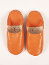 Bohemia Leather Babouche Slippers, Tangerine