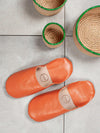 Women's Moroccan Leather Slippers in a Tangerine Colour