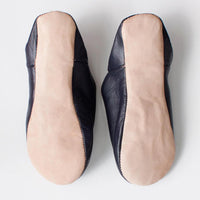 Men's Moroccan Leather Slippers in Black