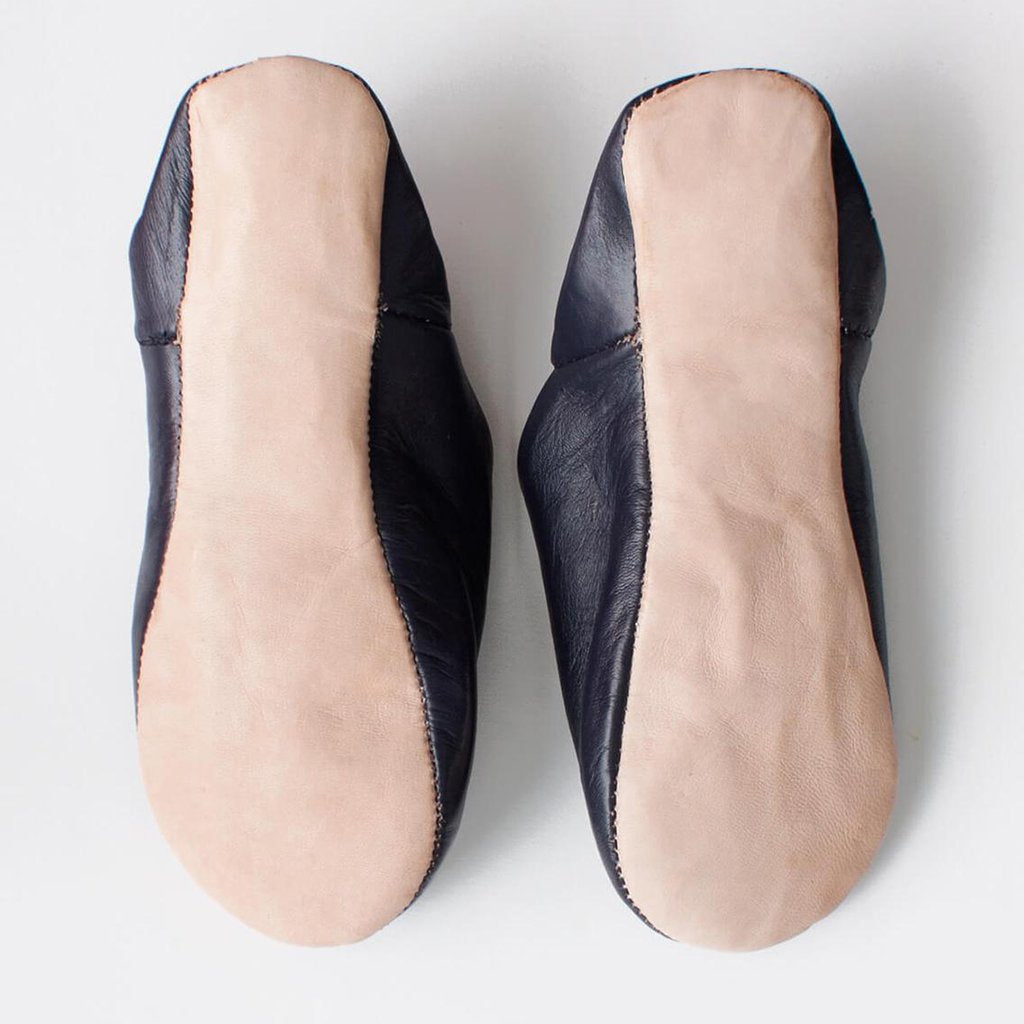 Men's Moroccan Leather Slippers in Black