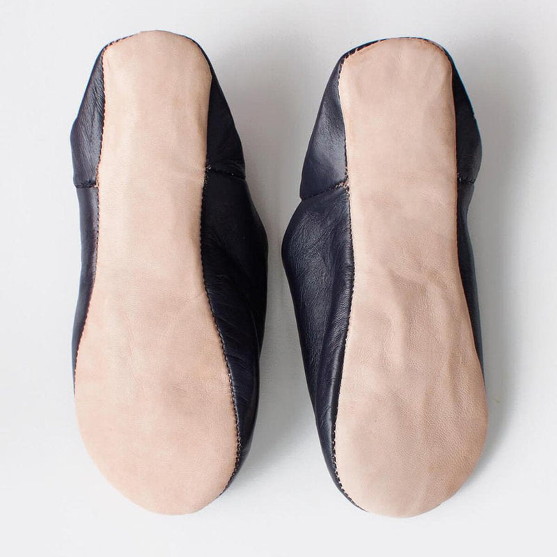 Men's Moroccan Leather Slippers in Black