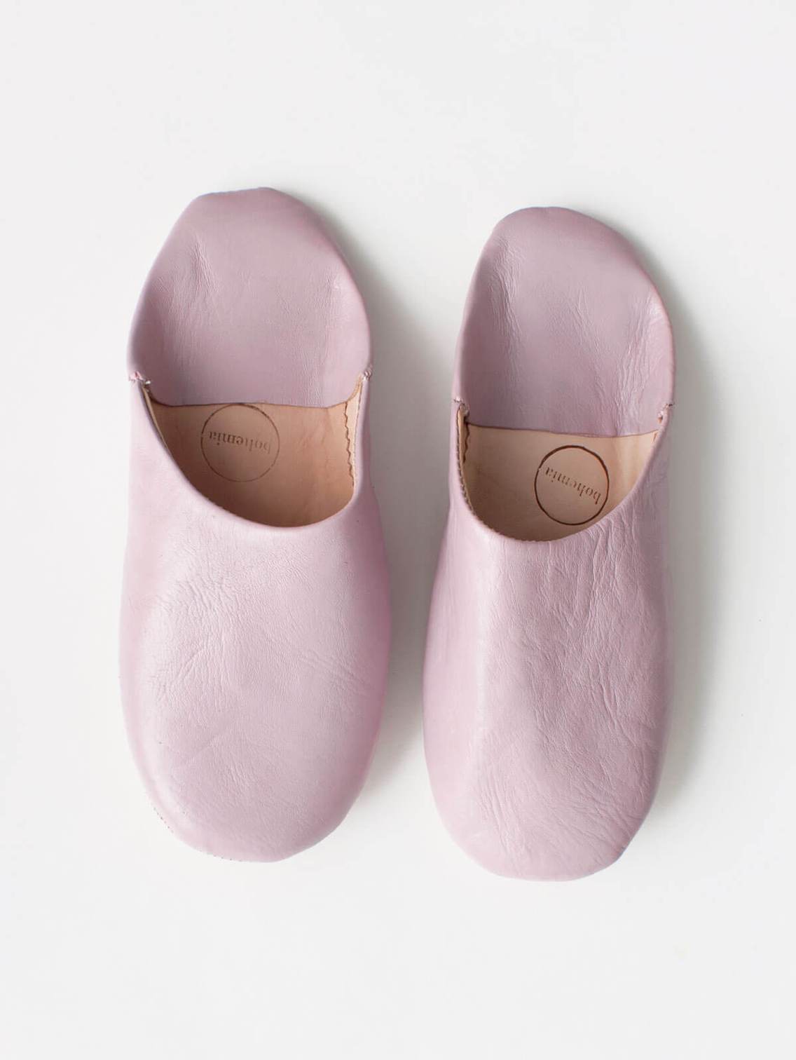 Women's Moroccan Leather Slippers in a Vintage Pink Colour