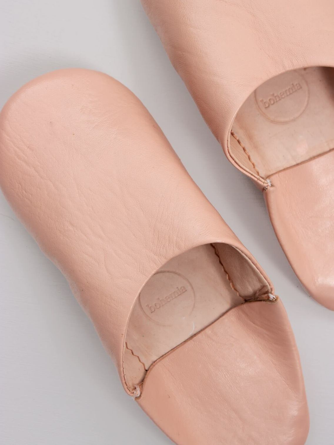 Women's Moroccan Leather Slippers in a Ballet Pink Colour