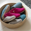 Light Blue Slippers in Felted Wool Fabric in a Mule Style