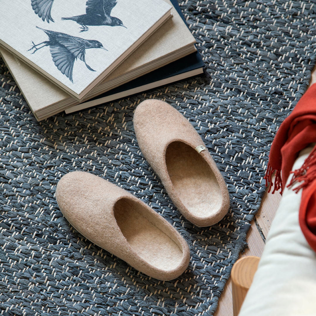 Egos Felted Wool Slippers Beige The Natural Slipper Shop