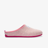Women's Mercredy Wool Slippers with a Rubber Sole, made from Recycled Plastic Bottles, Pink upper & Fuchsia sole.