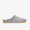Women's Mercredy Wool Slippers with a Rubber Sole, made from Recycled Plastic Bottles, Grey upper & Yellow sole.