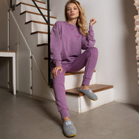 Women's Mercredy Wool Slippers with a Rubber Sole, made from Recycled Plastic Bottles, Grey upper & Yellow sole.