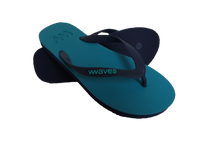 Waves Unisex Flip Flop, Turquoise & Navy