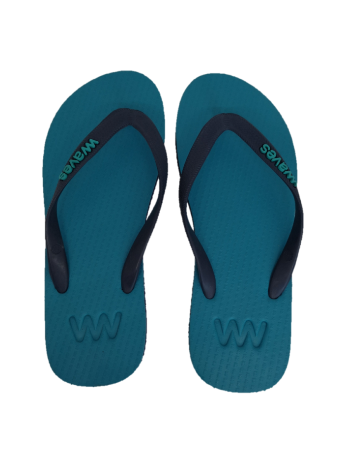 Waves Unisex Flip Flop, Turquoise & Navy
