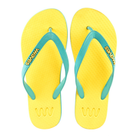 Waves Women's Flip Flop, Light Blue & Yellow
